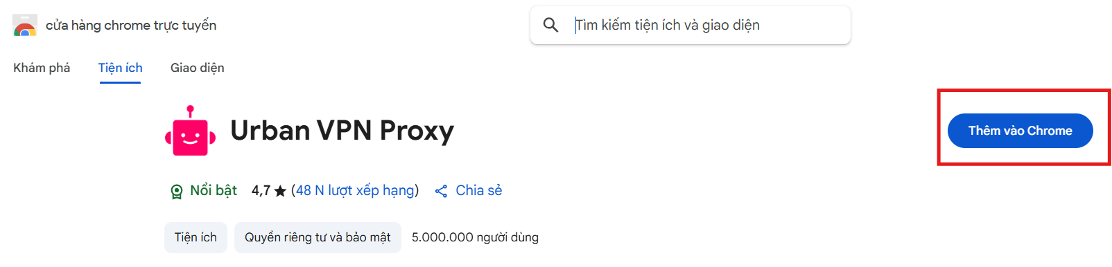 Tiện ích Urban VPN