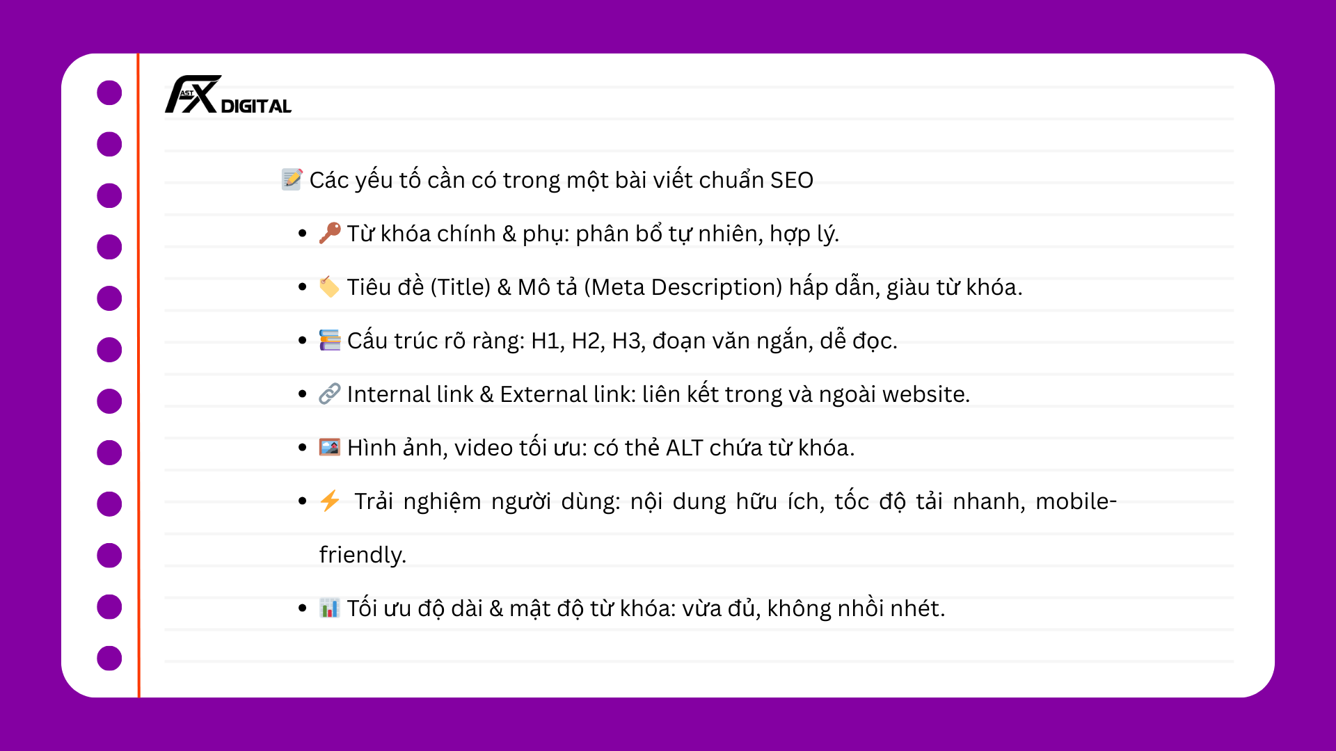 Các yếu tố cần có trong một bài viết chuẩn SEO